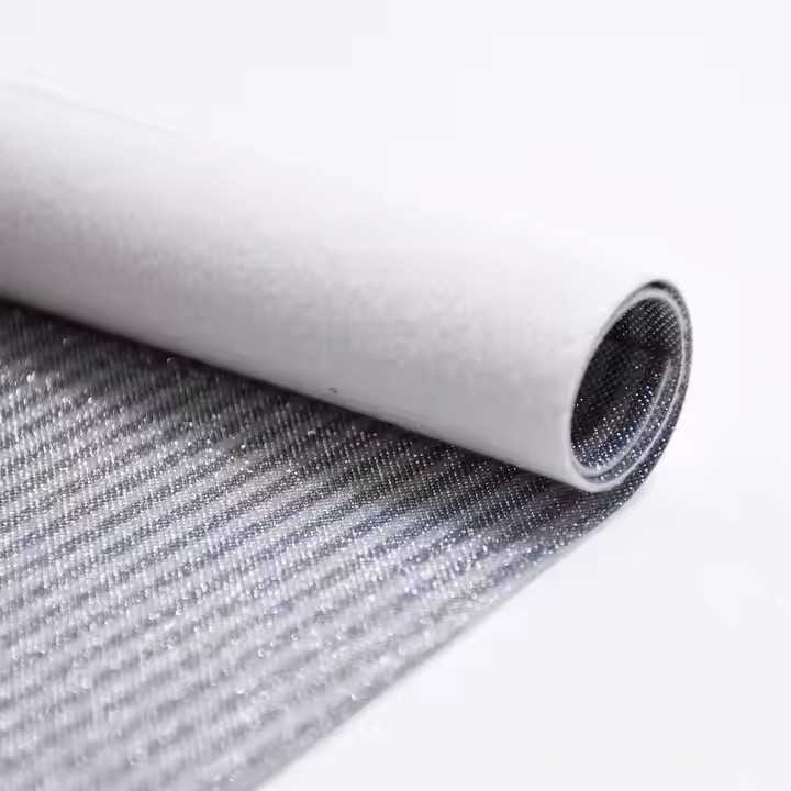 全新设计定制灰姑娘闪光面料编织闪光 PU 皮革用于女鞋制作