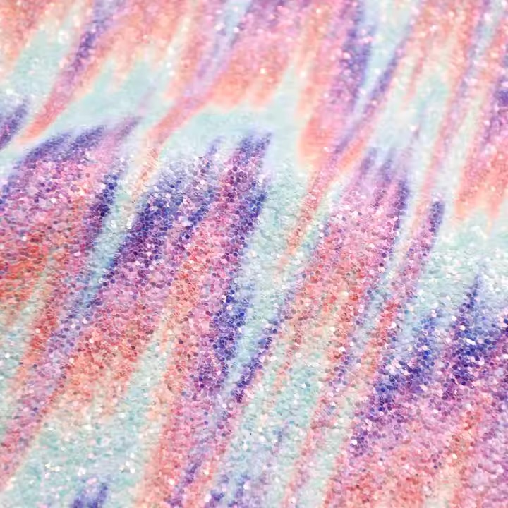 Tessuto colorato in pelle glitter minuscola in materiale per scarpe in pelle sintetica