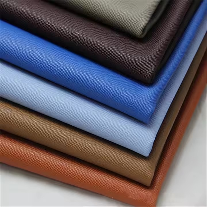 1.2MM Saffiano 耐磨 PVC 皮革面料压花图案人造革箱包手袋鞋子文具眼镜