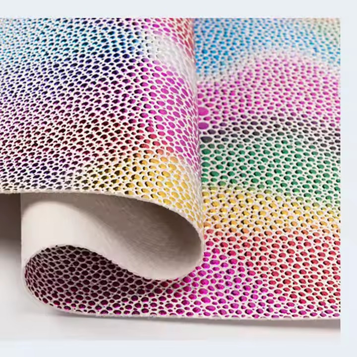Rainbow Shining Bue Farge Tekstur Preget 1,0 mm PVC Syntetisk L&aelig;r Produkt for Sofa Bag Belte Stoff