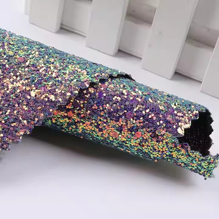 全新设计定制闪亮厚实网状合成闪光人造皮革面料床单用于鞋包