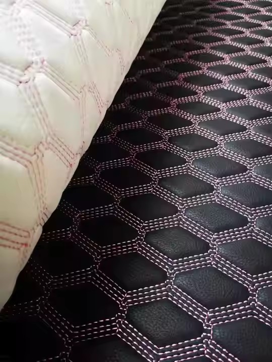 Custom Car Leather 3D Diamond Custom Quilted Leather Faux Leather for bilpolstring med broderi og svamp