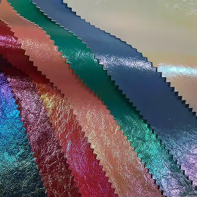 Vendita all'ingrosso grosso tessuto glitterato indumento in pelle sintetica sottile in pelle sintetica per giacca da abbigliamento