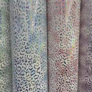 厚实闪光印花豹纹图案 PU 皮革面料乙烯基适用于手袋配件发弓