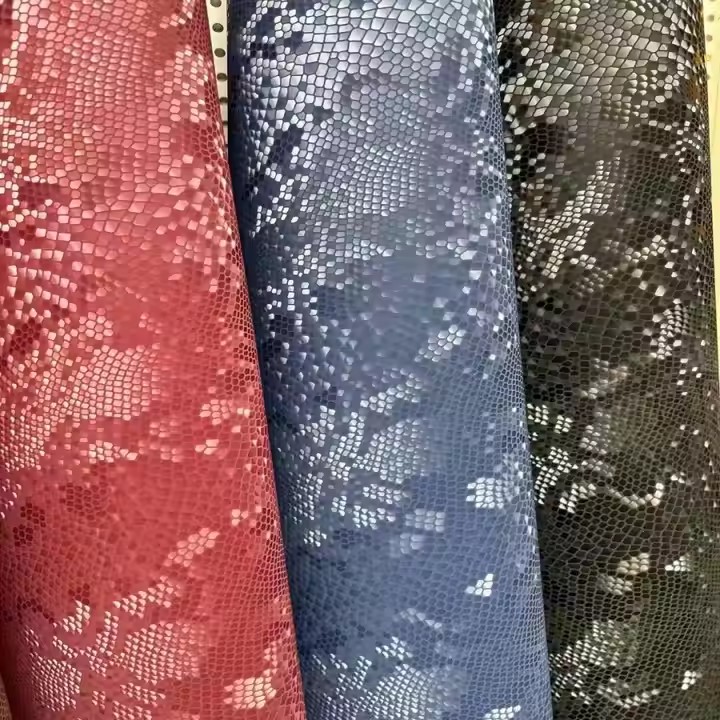 2025年蛇动物设计PU皮革面料PU合成革时尚鞋用