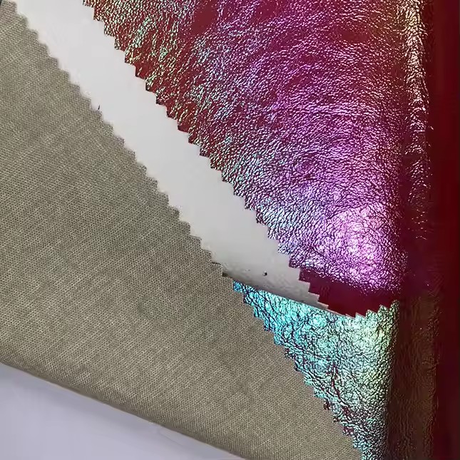 Vendita all'ingrosso grosso tessuto glitterato indumento in pelle sintetica sottile in pelle sintetica per giacca da abbigliamento