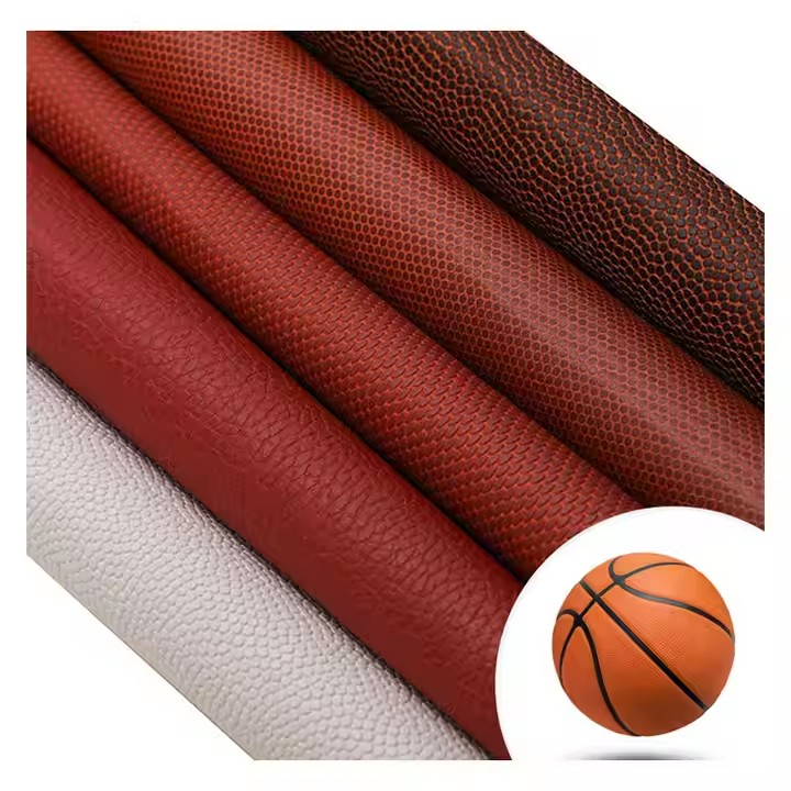工厂 0.8 毫米柔软抗老化防水 PU 合成篮球皮革面料