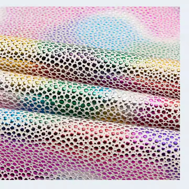 彩虹闪亮蝴蝶结彩色纹理压花1.0毫米PVC合成革产品用于沙发包带面料
