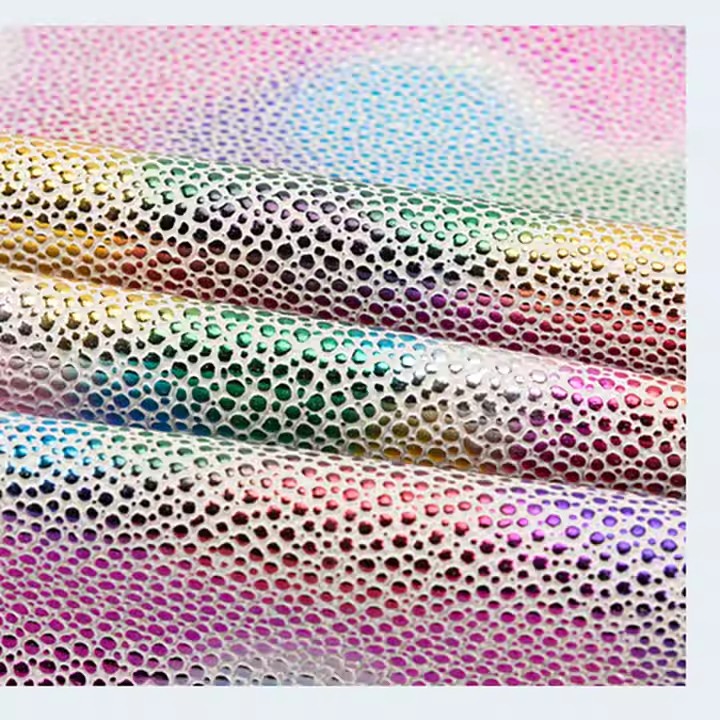 Rainbow Shining Bue Farge Tekstur Preget 1,0 mm PVC Syntetisk L&aelig;r Produkt for Sofa Bag Belte Stoff