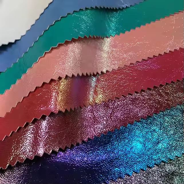 Vendita all'ingrosso grosso tessuto glitterato indumento in pelle sintetica sottile in pelle sintetica per giacca da abbigliamento