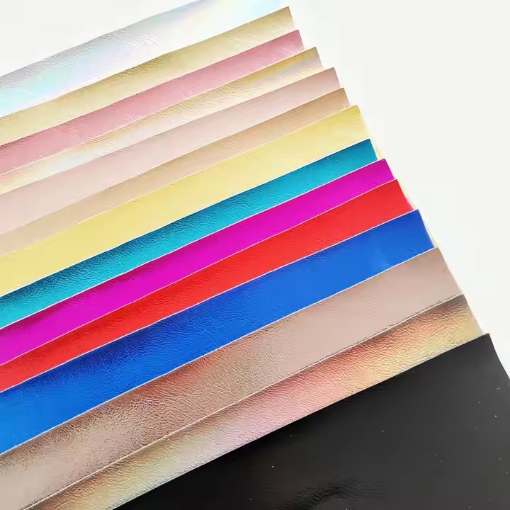 定制PU合成革反光虹彩彩色纳帕皮革面料反光彩虹效果鞋包箔