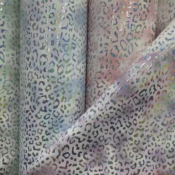 Chunky Glitter Printed Leopard Grain Pattern PU Leather Fabric Vinyl para sa Handbag Accessories Hair Bow