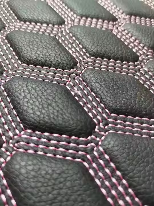Custom Car Leather 3D Diamond Custom Quilted Leather Faux Leather for bilpolstring med broderi og svamp