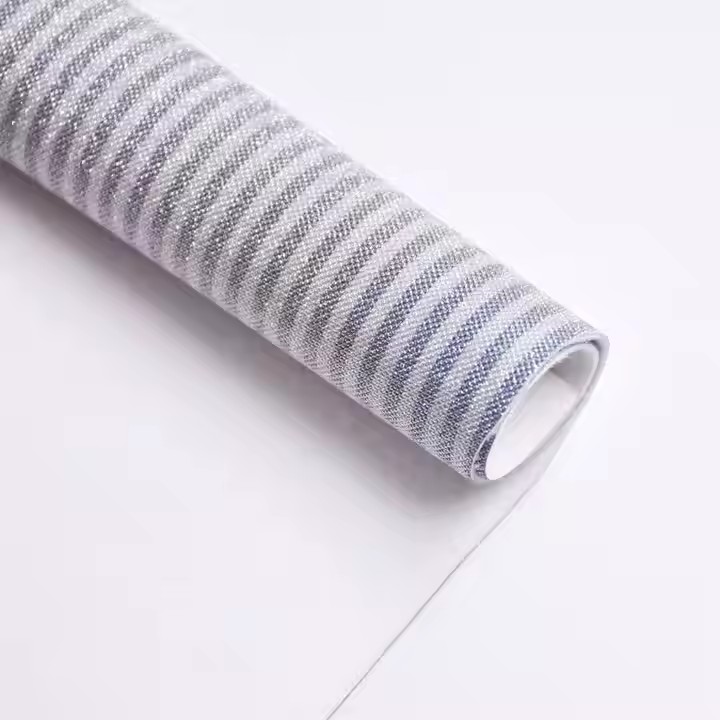 全新设计定制灰姑娘闪光面料编织闪光 PU 皮革用于女鞋制作