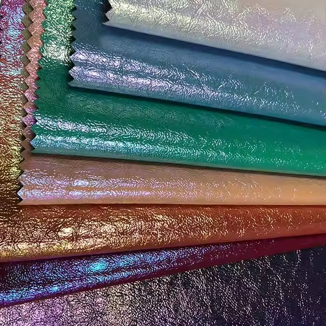 Vendita all'ingrosso grosso tessuto glitterato indumento in pelle sintetica sottile in pelle sintetica per giacca da abbigliamento