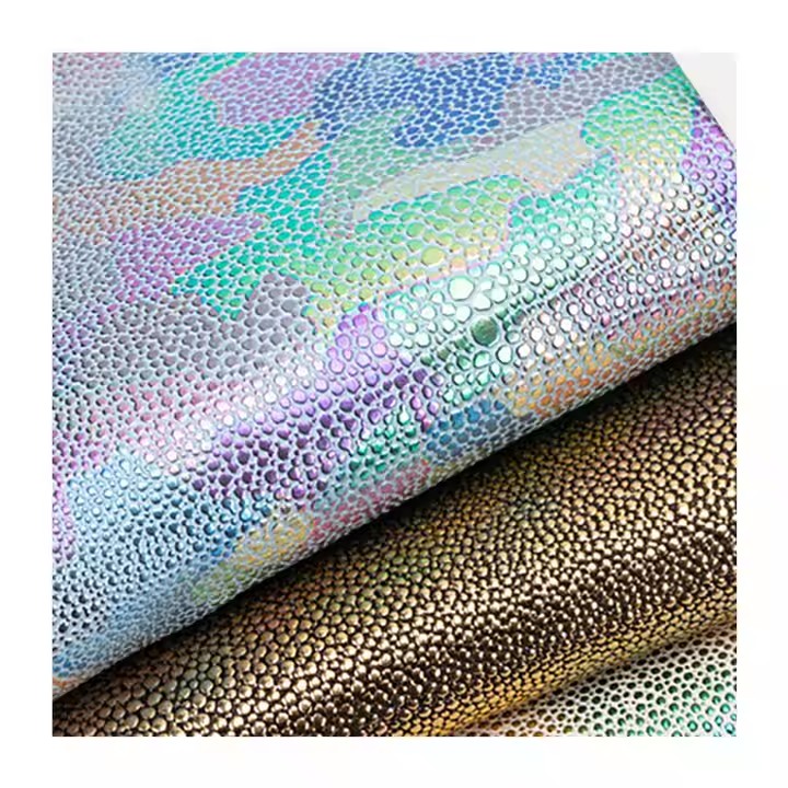 Rainbow Shining Bue Farge Tekstur Preget 1,0 mm PVC Syntetisk L&aelig;r Produkt for Sofa Bag Belte Stoff